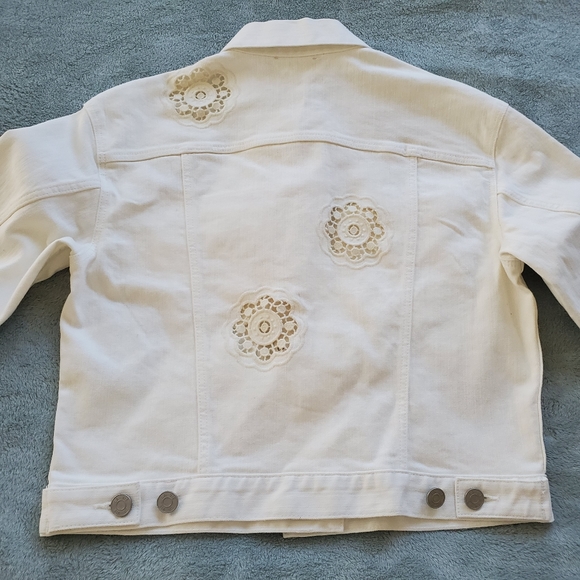 LA VIE REBECCA TAYLOR EYELET DENIM JACKET IN PEARL - Picture 7 of 16